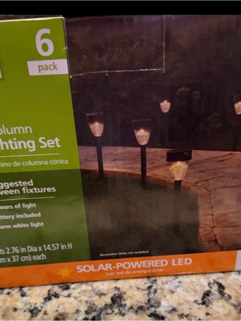 Mainstays Solar-Powered LED Column Lighting Set - Black with Orange Accent